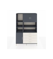 Hyperion Dolap 8 Raflı 4 Çekmeceli 3 Kapaklı 132x44x195 Antrasit-Antrasit/Aytaşı