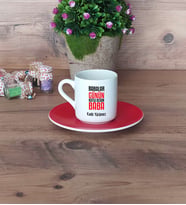 Babalar Günü Hediyesi Türk Kahvesi Fincanı Kırmızı Babaya Hediye