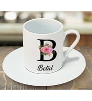 B Baş Harf Ve İsim Yazılı Kahve Fincanı