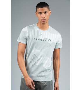 Maraton Regular Erkek Bisiklet Yaka Açık Yeşil Melanj- T-shirt