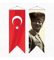 Atatürk Posteri ve Türk Bayrağı Kırlangıç 50x150 cm -3