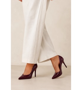 İnci Suni Deri Sivri Burunlu Bordo Stiletto