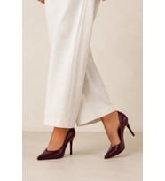 İnci Suni Deri Sivri Burunlu Bordo Stiletto