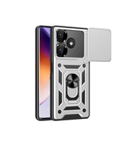 Redmi 13 4G Kılıf Pars Lens Yüzüklü Silikon - Gümüş