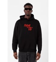 Friday The 13th Letter Logo Siyah Erkek 3ip Kapşonlu Sweatshirt