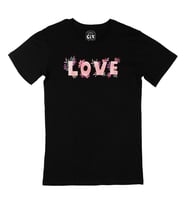 Çiçekli Love Yazılı Siyah Tişört