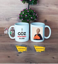 Göz Doktoru Kupa Bardak Beyaz Fotoğraflı Tıp Bayramı Hediyesi