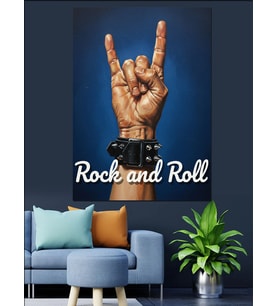 Rock And Roll El Hareketi Dekoratif Kanvas - Mdf Ahşap Tablo