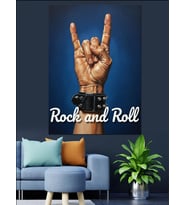 Rock And Roll El Hareketi Dekoratif Kanvas - Mdf Ahşap Tablo