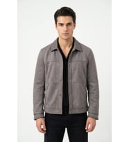 Erkek Siyah Regular Fit Mevsimlik Süet Spor Mont BGL-ST05437