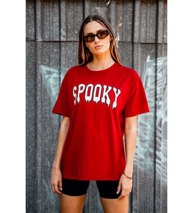 Spooky Baskılı Oversize Tasarım Tshirt (STD)