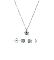 925 Ayar Gümüş Minimal Tahiti İnci Taşlı Set