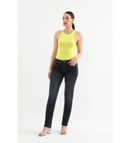 Kadın Likralı Straight Jean Pantolon Lacivert