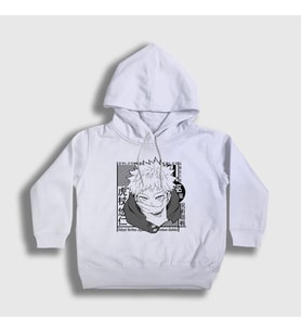 Presmono Unisex Çocuk Beyaz Yuji Itadori Anime Jujutsu Kaisen Kapüşonlu Sweatshirt 316482tt
