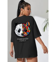 Unisex Panda Baskılı T-shirt (Siyah)