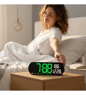 Akıllı LED Dijital Alarm Saat – Sıcaklık ve Tarih Göstergeli, Büyük Ekranlı Masa Saati
