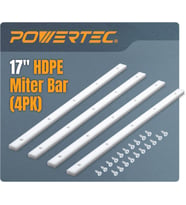 Powertec 71793 Hdpe Gönye Çubuğu 3/4" X 3/8" X 17" Çapraz Kesimli Kızak, Masa Testere Kızağı, Jig, F