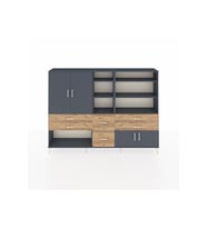 Arges Dolap 10 Raflı 6 Çekmeceli 4 Kapaklı 220x30x163 Antrasit-Antrasit/Çam