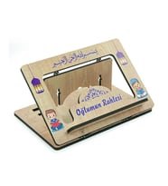 Masaüstü Kadameli Ayarlanabilir Ahşap Oğlumun Rahlesi Ve Kitap Okuma Standı (32 x 23 cm) (Mavi)
