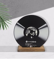 BK Gift Kişiye Özel Fotoğraflı Spotify Barkodlu Ahşap Plak