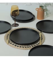 Keramika Mat Siyah Stackable Servis Tabağı 27 Cm 6 Adet 956