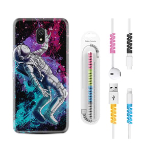 Xiaomi Redmi 8A 8 Pro 9C 9T 10C 11T Pro Kılıf Kablo Koruma Spiral Silikon Astronot Signs 1753