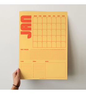 Tarihsiz Aylık Planlayıcı Takvim, Retro Organizer Planlayıcı