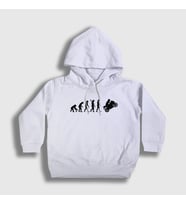 Presmono Unisex Çocuk Beyaz Evolution Evrim Motorsiklet Yarış Motoru Kapüşonlu Sweatshirt 441980tt (Beyaz)