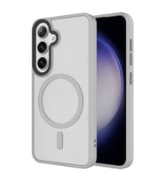 Vendas Samsung S24 Uyumlu Kapak Flet Serisi Mat Arka Yüzey Wireless Şarj Destekli Magsafe Magic Smooth Kılıf (Gri)