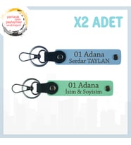 Yeşil-Gök Mavi, İsminize Özel Adana Hatırası Özel Hediye Şehir Sevgisiyle Dolu Tasarım x2 Anahtarlık