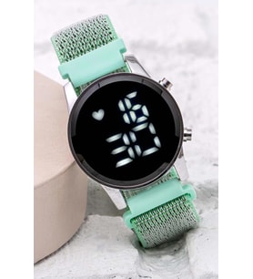 Turkuaz Cırtlı Yapışır Kordon Yeni Moda Led Unisex Kadın Saat Hediyelik ST-30405