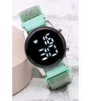 Turkuaz Cırtlı Yapışır Kordon Yeni Moda Led Unisex Kadın Saat Hediyelik ST-30405
