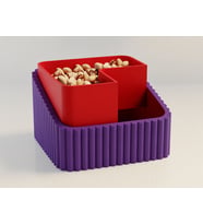 3D Baskı Fıstık Kasesi - Çift Hazneli Kabuk Ayırıcı Sunum Kasesi - Mor Kırmızı