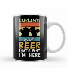 Curling Beer Coach Team Crew Curling Stones Broom Sweeping Kupa Bardak Porselen