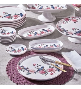 Fecra Pink Bird 18 Parça Servis ve Sunum Seti