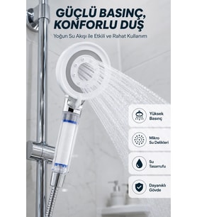 Su Tasarruflu Filtreli Duş Başlığı Yüksek Basınçlı Modern Duş Başlığı