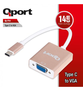 QPORT QPORT Q-TV TYPE-C TO VGA 60Hz 1920x1080P ÇEVİRİCİ