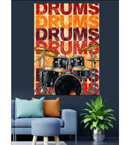 Bateri Müzik Yazılı Poster Dekoratif Kanvas - Mdf Ahşap Tablo