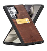 Bouletta Samsung Galaxy S24 Ultra Uyumlu Deri Arka Kapak FXCP G2 (KAHVE)