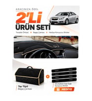 CHEVROLET CRUZE J300 MAKYAJSIZ (2008-2011) Uyumlu Torpido Örtüsü + Tay Tüyü Çanta Seti - Siyah Bej