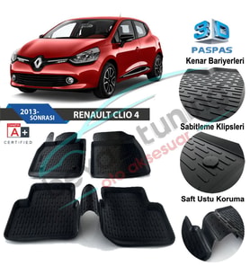 Renault Clio 4 Havuzlu 3D Paspas Niken Siyah 2012-2019