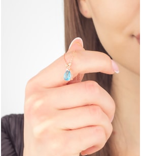 925 Ayar Gümüş Dorikalı Aquamarine Damla Kolye