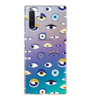 PrintiFy Samsung Galaxy Note 10 ile Uyumlu 1mm Slim Fit Nazar Boncuğu 2 Baskılı Şeffaf  Kılıf
