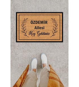 Kişiye Özel Üretim Özdemir Ailesi Hoş Geldiniz Yazılı Kapı Önü Paspası