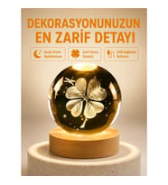 Mey İthalat® Dekoratif Yonca Görünümlü Işıklı Kristal Cam Küre USB Masa Gece Lambası