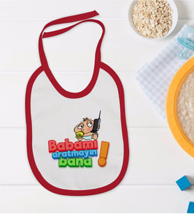 BK Kids Babamı Aratmayın Bana Tasarımlı Kırmızı Bebek Mama Önlüğü-1