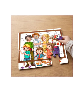 Mutlu Aile Tasarımlı 24 Parça Ahşap Çocuk Puzzle MPK0784