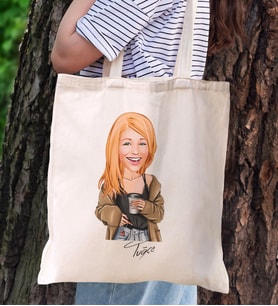 BK Gift Kişiye Özel Kadın Karikatürlü Kanvas Bez Plaj Çantası Baskılı Omuz Çantası-9, Alışveriş Çantası, Arkadaşa Hediye