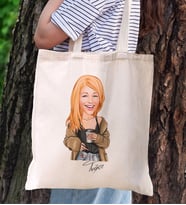 BK Gift Kişiye Özel Kadın Karikatürlü Kanvas Bez Plaj Çantası Baskılı Omuz Çantası-9, Alışveriş Çantası, Arkadaşa Hediye