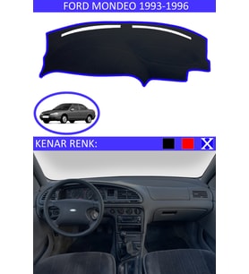 Ford Mondeo 1993-1996 İçin Uygun Torpido Koruma Halısı Siyah Kenar Renk Mavi
